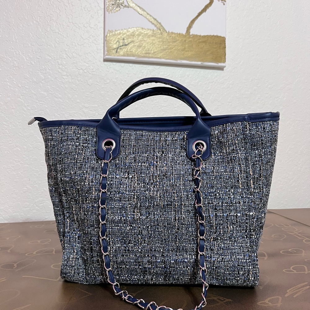 Chain Monogram Canvas Tote Bag / shoulder bag / handbag - Picture 6 of 7